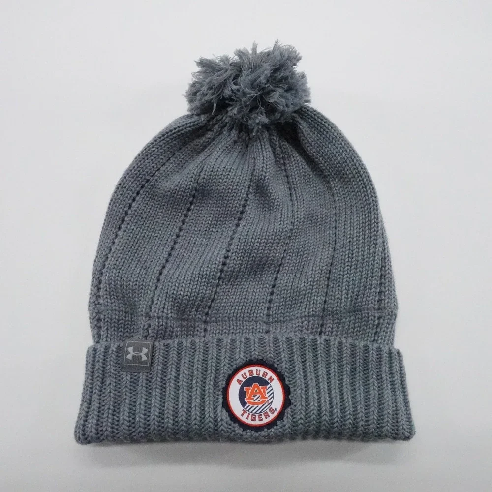 Under Armour Auburn Tigers Knit Beanie Pom Hat Gray‎ One Size Womens new